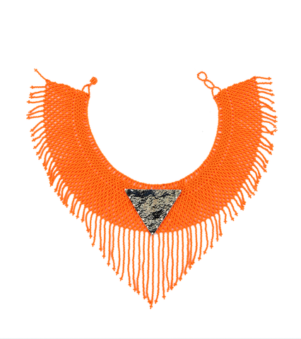Maju Curated Bold | Tangerine Fringed Necklace